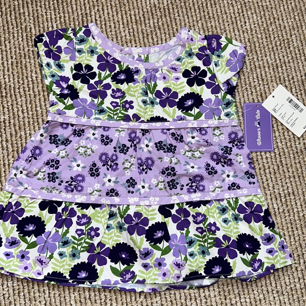NWT Gymboree Whooo's Cute purple and green flora blouse top size 2T